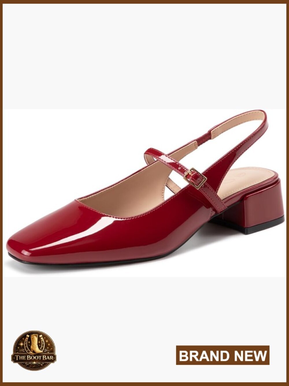 Closed Square Toe Mary Jane Heels Low Chunky Heel Slingback Dress Pumps